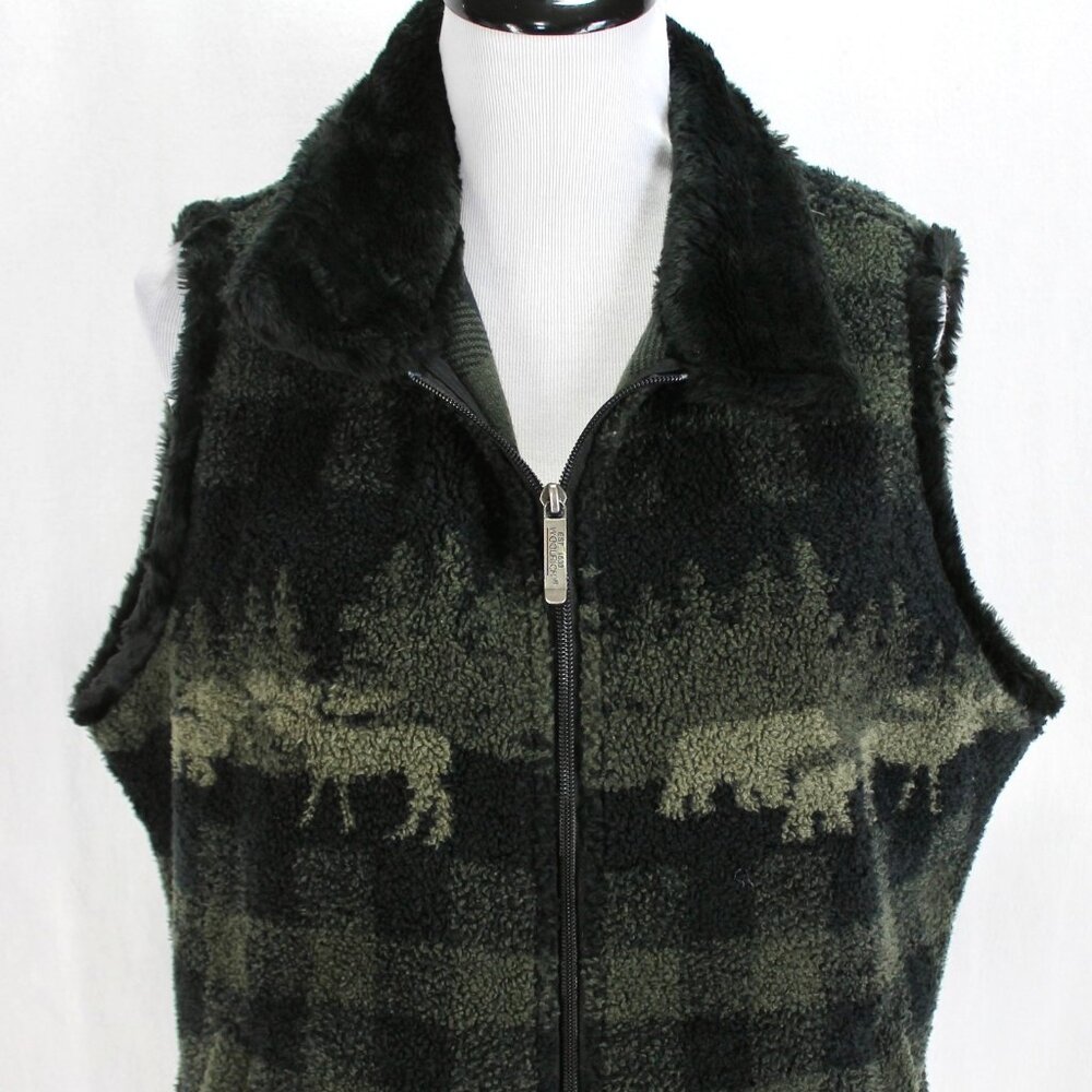 Woolrich Vest Womens Size L Green Black  Check Moose Full Zip Front Pockets - Picture 2 of 9